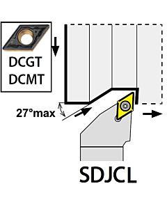 SDJCL1010E07, 10X10X70XLH/DC0702,  ISO Turn Holder External, YG